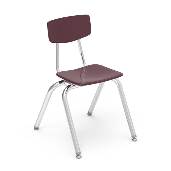Virco 3000 Series 16" Classroom Chair, 3rd - 4th Grade with Nylon Glides - Wine Seat - 3016