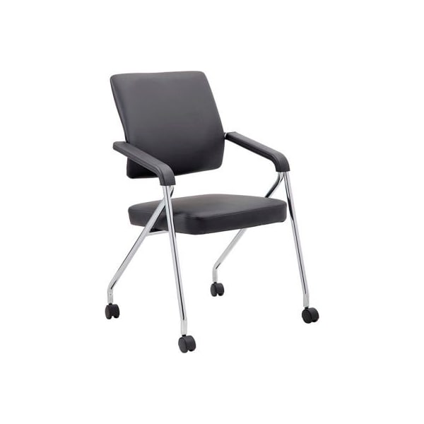 Boss Office Products Boss Training Chair with Arms -Vinyl - Black - Set of 2 - B1800-CP-2