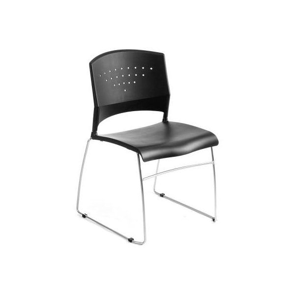 Boss Office Products Boss Plastic Stacking Chair - Black - B1400-BK-1