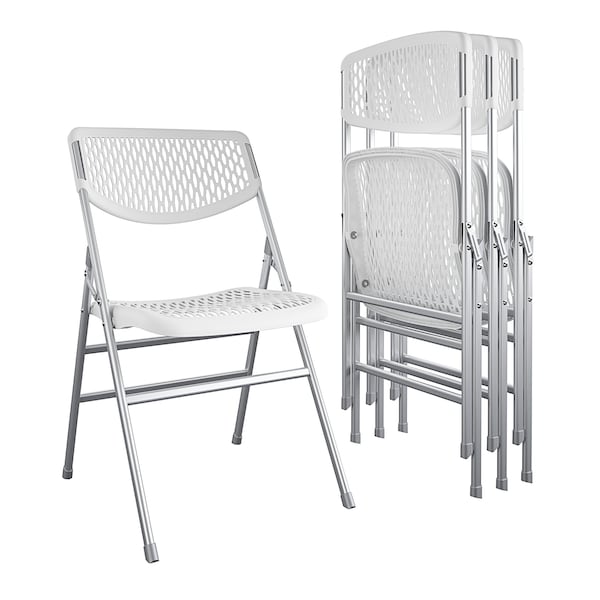 Bridgeport Folding Chair, Resin Mesh Back And Seat, White Color, PK4 - C863BP60WHP4E