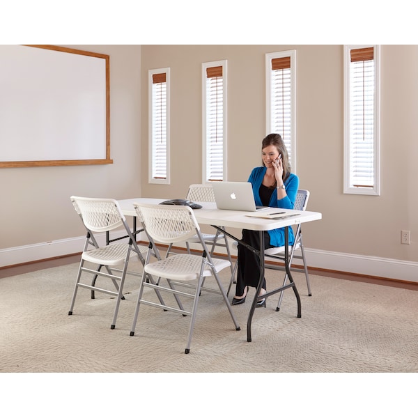 Bridgeport Folding Chair, Resin Mesh Back And Seat, White Color, PK4 - C863BP60WHP4E