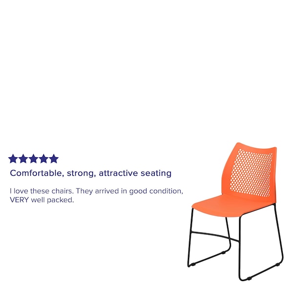 Flash Furniture Org Plastic Sled Stack Chair - 5-RUT-498A-ORANGE-GG