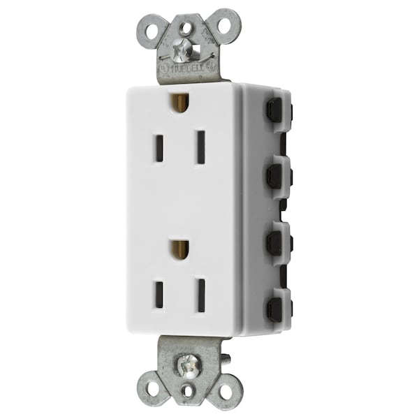 Hubbell Wiring Device-Kellems Straight Blade Devices, Receptacles, Style Line Decorator Duplex, SNAPConnect, 15A 125V, 2-Pole 3-Wire Grounding, Nylon, 5- 15R, White. - SNAP2152WA