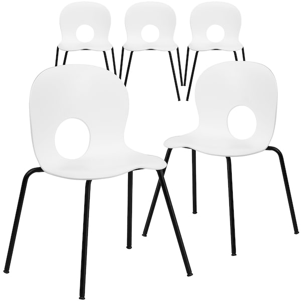 Flash Furniture White Plastic Stack Chair - 5-RUT-NC258-WHITE-GG