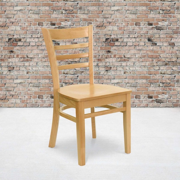 Flash Furniture HERCULES Series Ladder Back Natural Wood Restaurant Chair - 2-XU-DGW0005LAD-NAT-GG