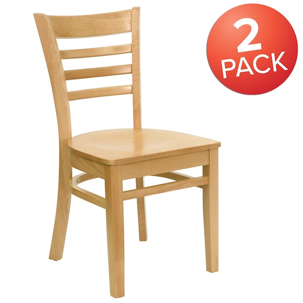 Flash Furniture HERCULES Series Ladder Back Natural Wood Restaurant Chair - 2-XU-DGW0005LAD-NAT-GG