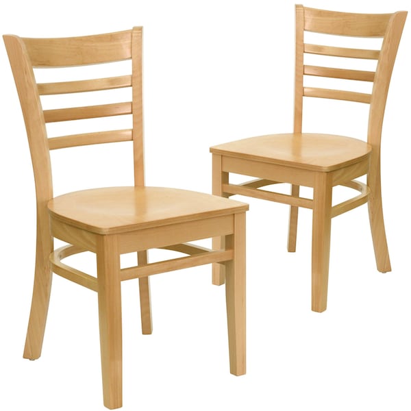 Flash Furniture HERCULES Series Ladder Back Natural Wood Restaurant Chair - 2-XU-DGW0005LAD-NAT-GG
