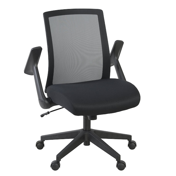 Regency Squire Ergonomic Task Mesh Office Swivel Chair with Flip Up Arms, Black - 5401BK