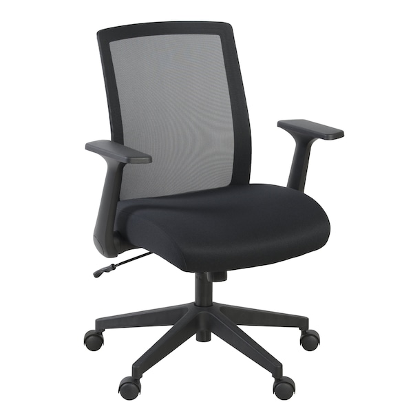 Regency Squire Ergonomic Task Mesh Office Swivel Chair with Flip Up Arms, Black - 5401BK