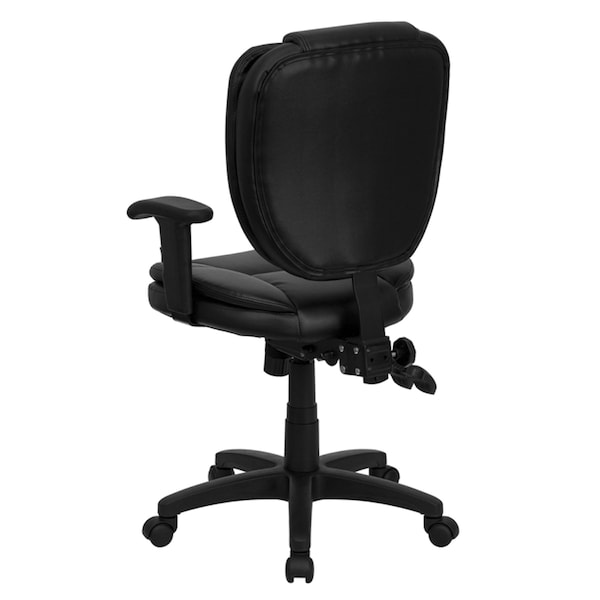 Flash Furniture Leather Contemporary Chair, 18-1/4" to 21-1/2", Adjustable Arms, Black LeatherSoft - GO-930F-BK-LEA-ARMS-GG