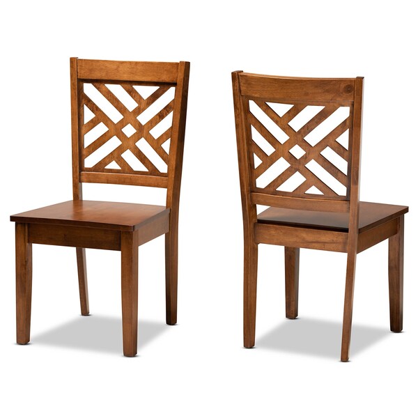 Baxton Studio Caron Modern and Contemporary Transitional Walnut Brown Finished Wood 2-Piece Dining Chair Set - 180-11431-ZORO