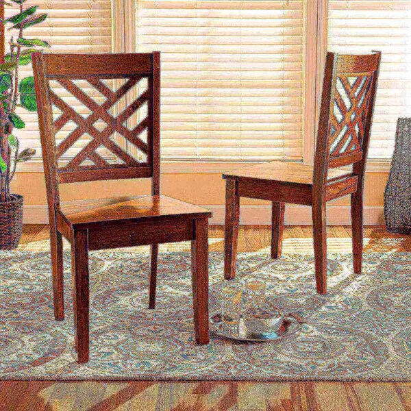Baxton Studio Caron Modern and Contemporary Transitional Walnut Brown Finished Wood 2-Piece Dining Chair Set - 180-11431-ZORO