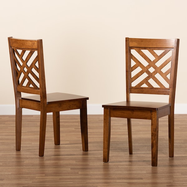 Baxton Studio Caron Modern and Contemporary Transitional Walnut Brown Finished Wood 2-Piece Dining Chair Set - 180-11431-ZORO