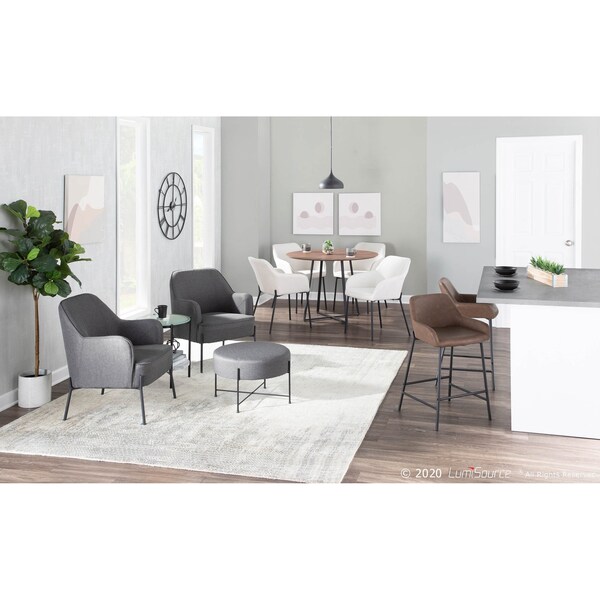 Lumisource Daniella Dining Chair in Black Metal and Cream Fabric, PK 2 - DC-DANIELLA BKCR2
