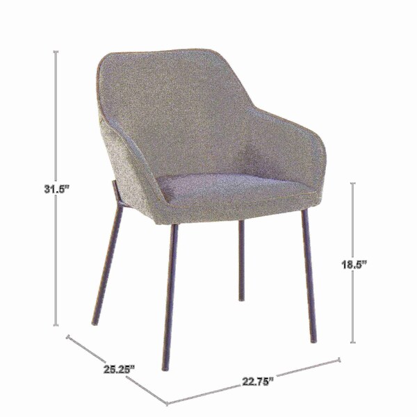 Lumisource Daniella Dining Chair in Black Metal and Cream Fabric, PK 2 - DC-DANIELLA BKCR2