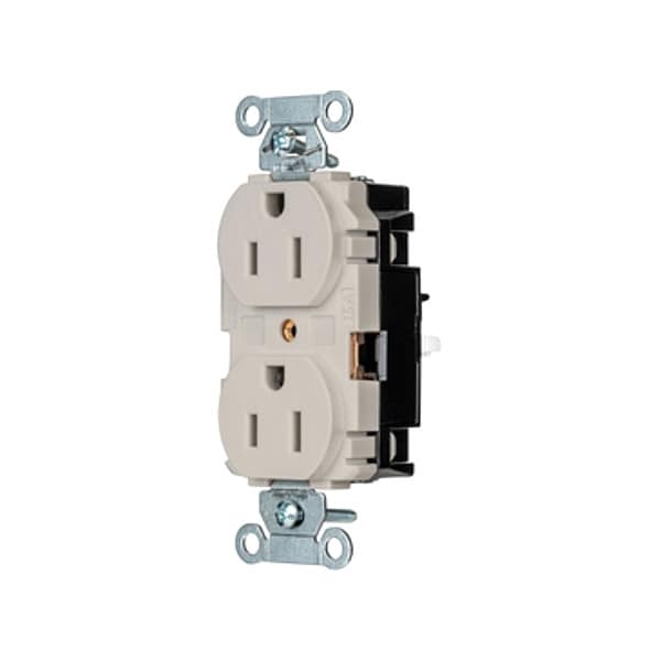 Hubbell Receptacle, 1/2 hp, 125V AC, NEMA 5-15R - BR15STLA