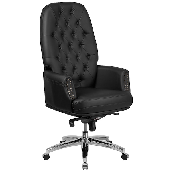 Flash Furniture Executive Chair Fixed Arms, 21" to 23-1/4" Height, Leather, Black - BT-90269H-BK-GG
