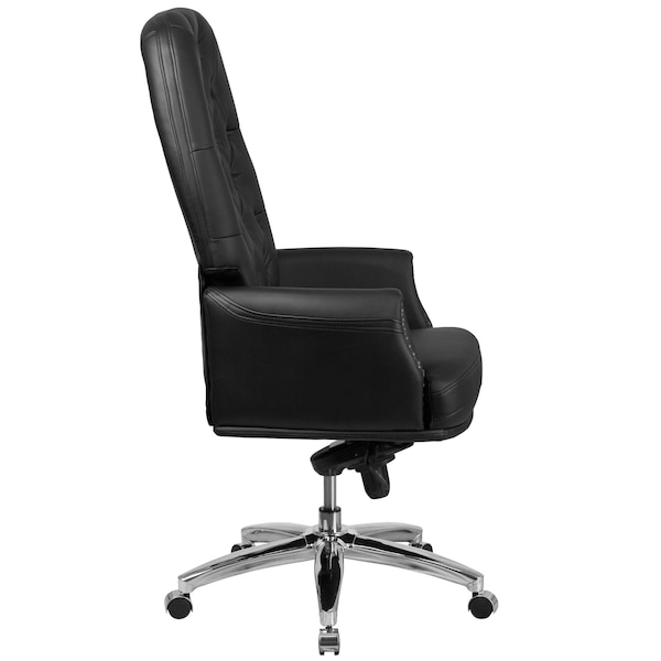 Flash Furniture Executive Chair Fixed Arms, 21" to 23-1/4" Height, Leather, Black - BT-90269H-BK-GG