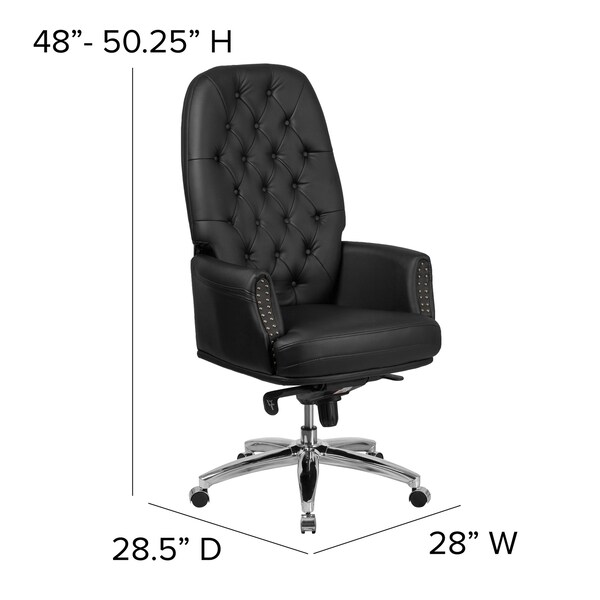 Flash Furniture Executive Chair Fixed Arms, 21" to 23-1/4" Height, Leather, Black - BT-90269H-BK-GG