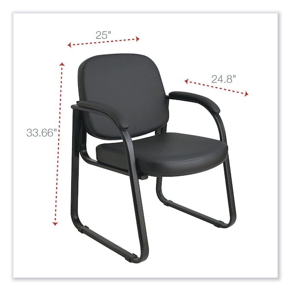 Alera Chairs/Stools, Black Seat, 25" W 24.80" L 33.66" H, Padded Loop, Faux Leather Seat - 2824G