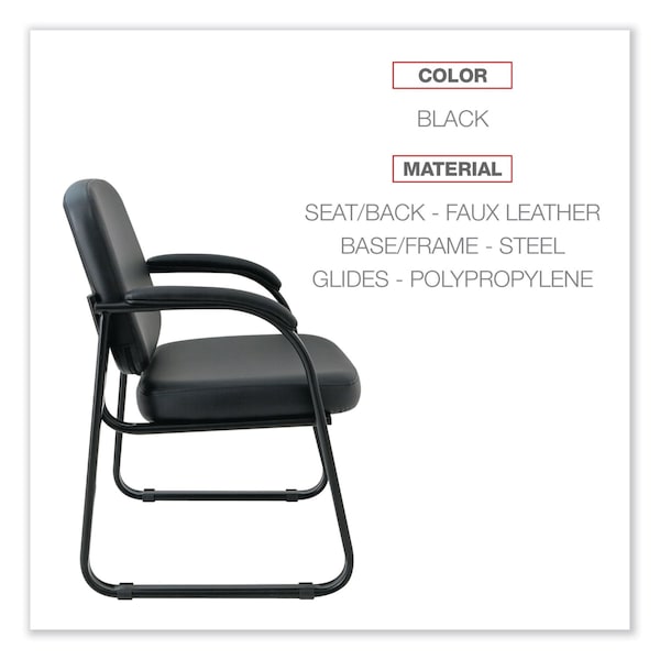 Alera Chairs/Stools, Black Seat, 25" W 24.80" L 33.66" H, Padded Loop, Faux Leather Seat - 2824G
