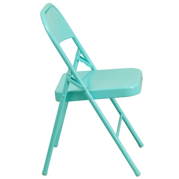 Flash Furniture Tantalizing Teal Folding Chair - 4-HF3-TEAL-GG