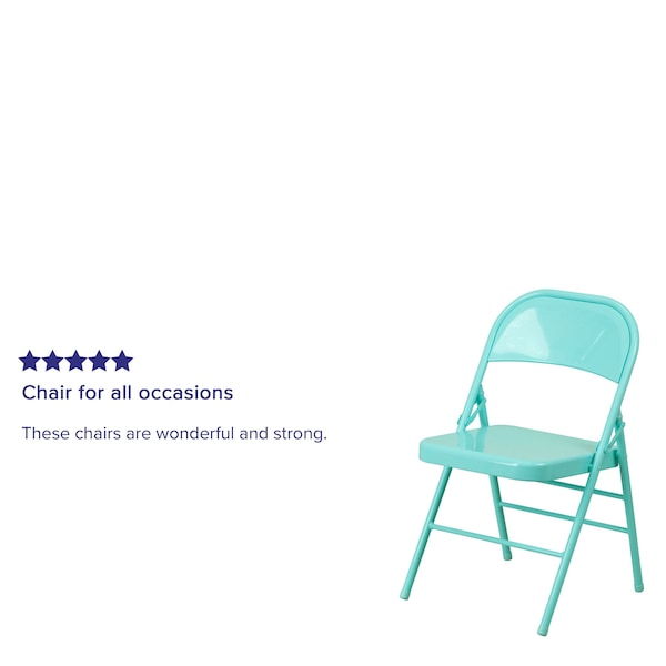 Flash Furniture Tantalizing Teal Folding Chair - 4-HF3-TEAL-GG