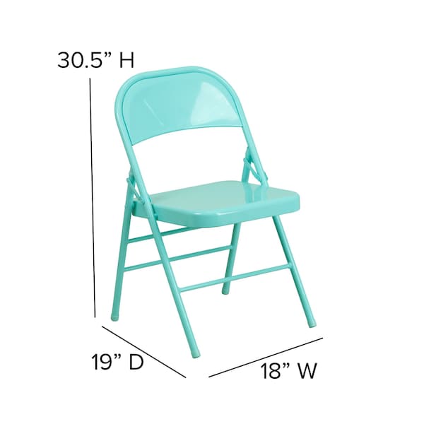Flash Furniture Tantalizing Teal Folding Chair - 4-HF3-TEAL-GG