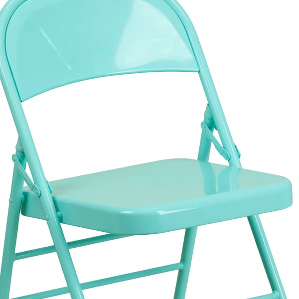 Flash Furniture Tantalizing Teal Folding Chair - 4-HF3-TEAL-GG