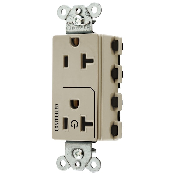 Hubbell Wiring Device-Kellems Straight Blade Devices, Receptacles, Style Line Decorator Duplex, SNAPConnect, 20A 125V, 2-Pole 3-Wire Grounding, Nylon, Ivory - SNAP2162C1I