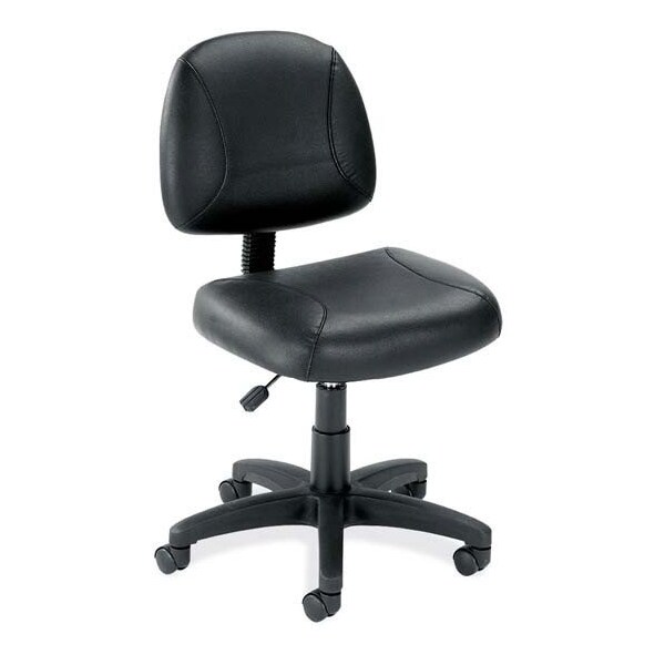 Officesource Effort Collection Black Leather Armless Deluxe Posture Chair with Black Frame - 316LBK