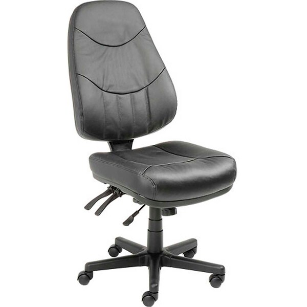 Global Industrial 8 Way Adjustable Ergonomic Multifunction Chair, Leather, Black - 506569