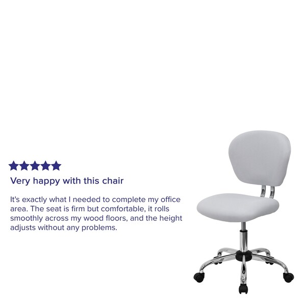 Flash Furniture Task Chair, 17-1/4" to 21", White - H-2376-F-WHT-GG