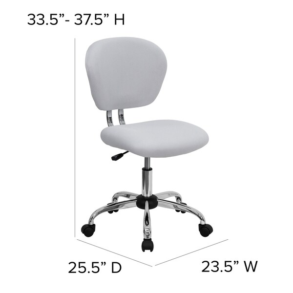 Flash Furniture Task Chair, 17-1/4" to 21", White - H-2376-F-WHT-GG