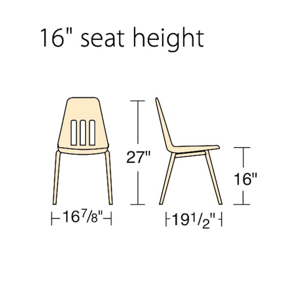 Virco 9000 Series 16" Classroom Chair, 2nd Grade - 4th Grade with Nylon Glides - Wine Seat - 9016
