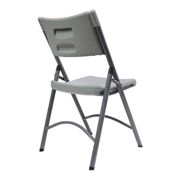 Officesource Blow Molded Folding Chairs Plastic Blow-Molded Folding Chair, 4PK - OSGS4904GR