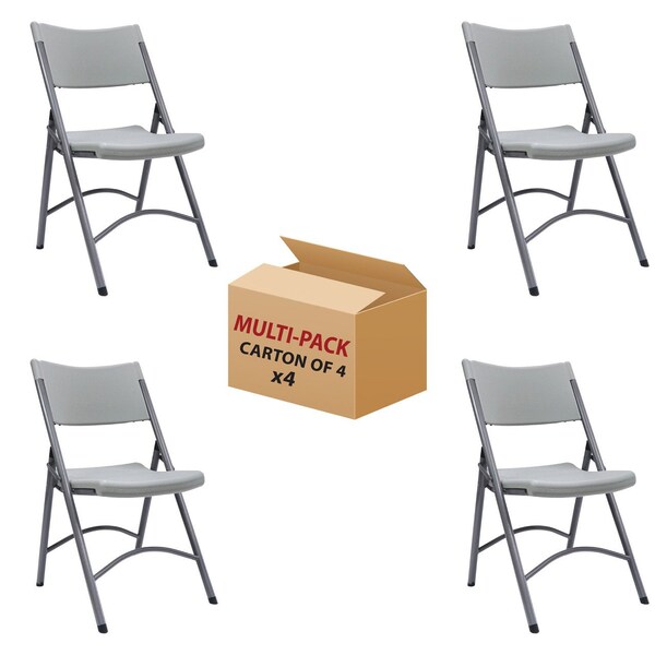 Officesource Blow Molded Folding Chairs Plastic Blow-Molded Folding Chair, 4PK - OSGS4904GR