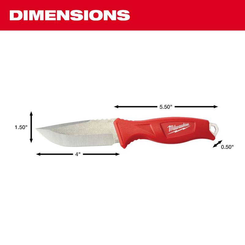 Milwaukee 4 in. Tradesman Fixed Blade Knife with Compact Auto Lock 25 ft. SAE Tape Measure with Fractional Scale - 48-22-1926-48-22-6625
