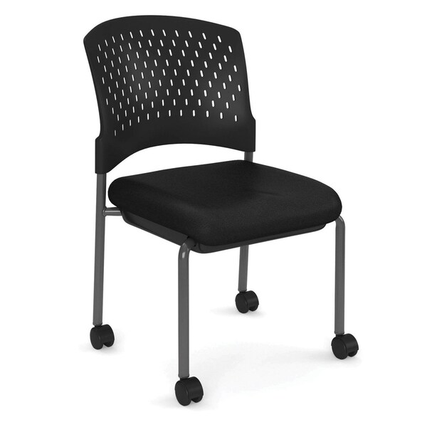 Officesource Aero Collection Armless Guest or Side Chair with Black Fabric Seat and Titanium Frame - OSSN6908FBK