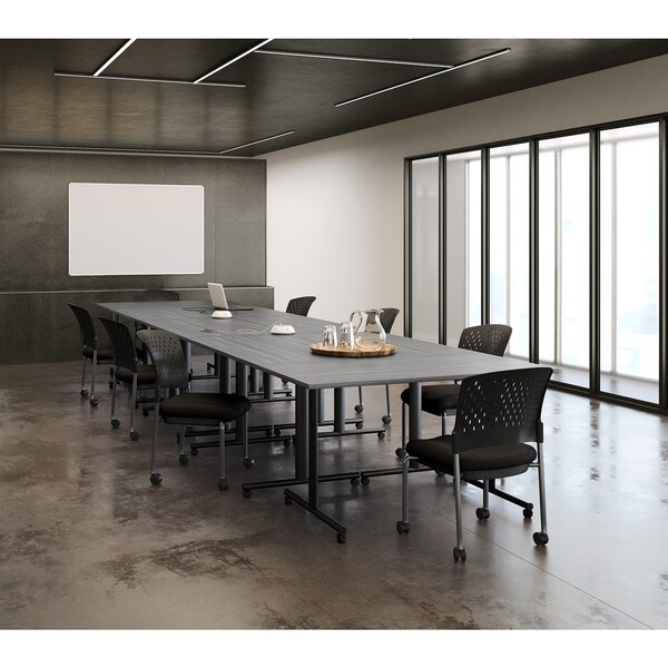 Officesource Aero Collection Armless Guest or Side Chair with Black Fabric Seat and Titanium Frame - OSSN6908FBK