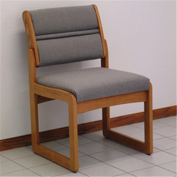 Wooden Mallet Valley Armless Guest Chair in Medium Oak - Charcoal Grey - DW2-1MOCG