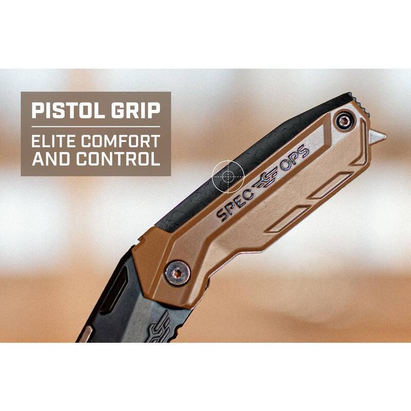 SPEC OPS Folding Utility Knives with Retractable Blade, Includes 3 Extra Blades in Handle Storage - SPEC-K1-FR