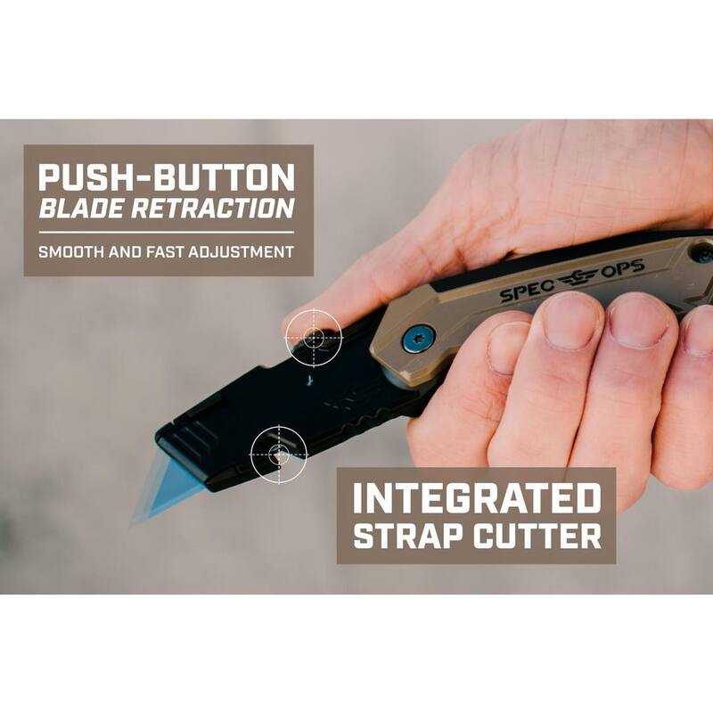 SPEC OPS Folding Utility Knives with Retractable Blade, Includes 3 Extra Blades in Handle Storage - SPEC-K1-FR