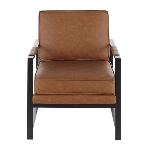 Lumisource Franklin Arm Chair in Black Metal and Camel Faux Leather - CHR-FRANKPAD BKCAM