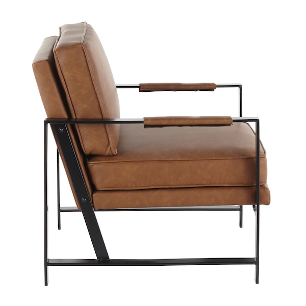 Lumisource Franklin Arm Chair in Black Metal and Camel Faux Leather - CHR-FRANKPAD BKCAM