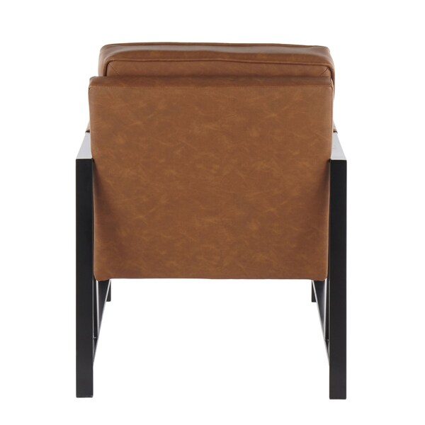Lumisource Franklin Arm Chair in Black Metal and Camel Faux Leather - CHR-FRANKPAD BKCAM