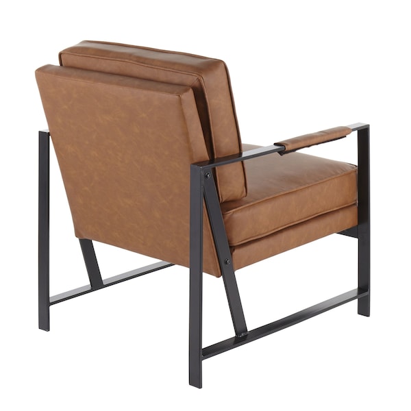 Lumisource Franklin Arm Chair in Black Metal and Camel Faux Leather - CHR-FRANKPAD BKCAM