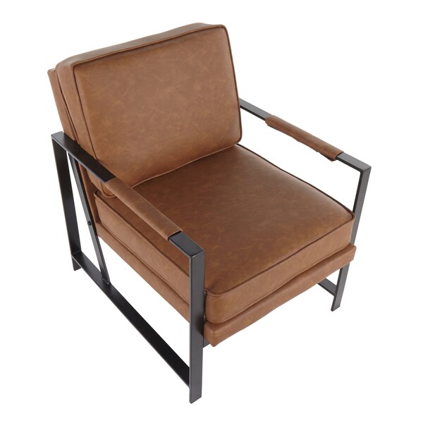 Lumisource Franklin Arm Chair in Black Metal and Camel Faux Leather - CHR-FRANKPAD BKCAM
