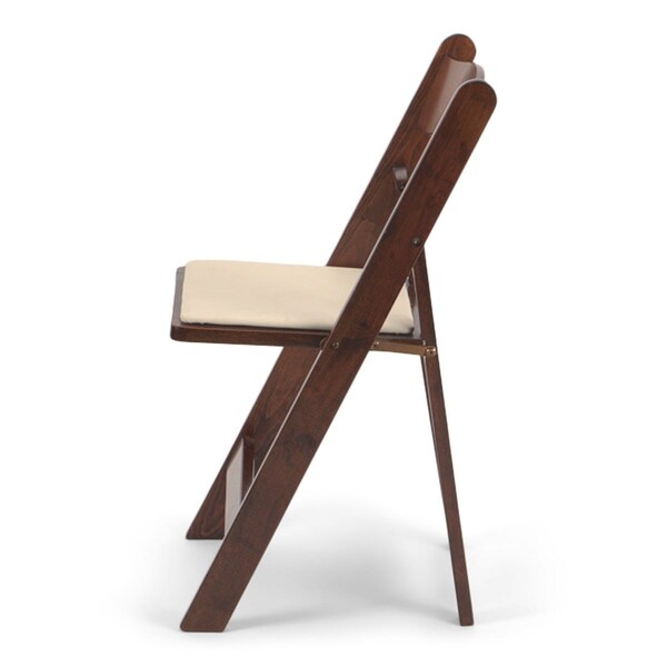 Atlas Commercial Products Wood Folding Chair, Fruitwood with Ivory Pad - WFC5FWIP