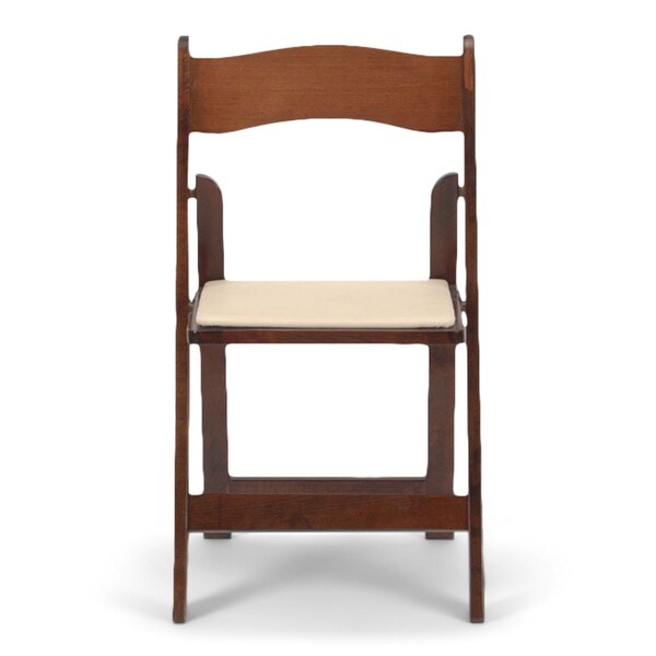 Atlas Commercial Products Wood Folding Chair, Fruitwood with Ivory Pad - WFC5FWIP